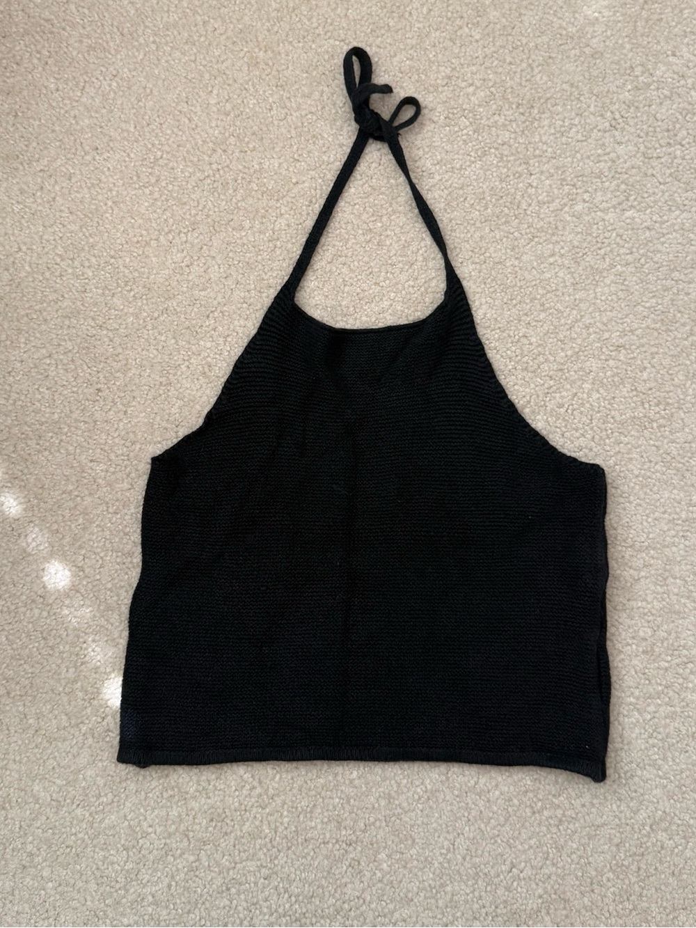 Brandy Melville Black Halter Knit Crop Top